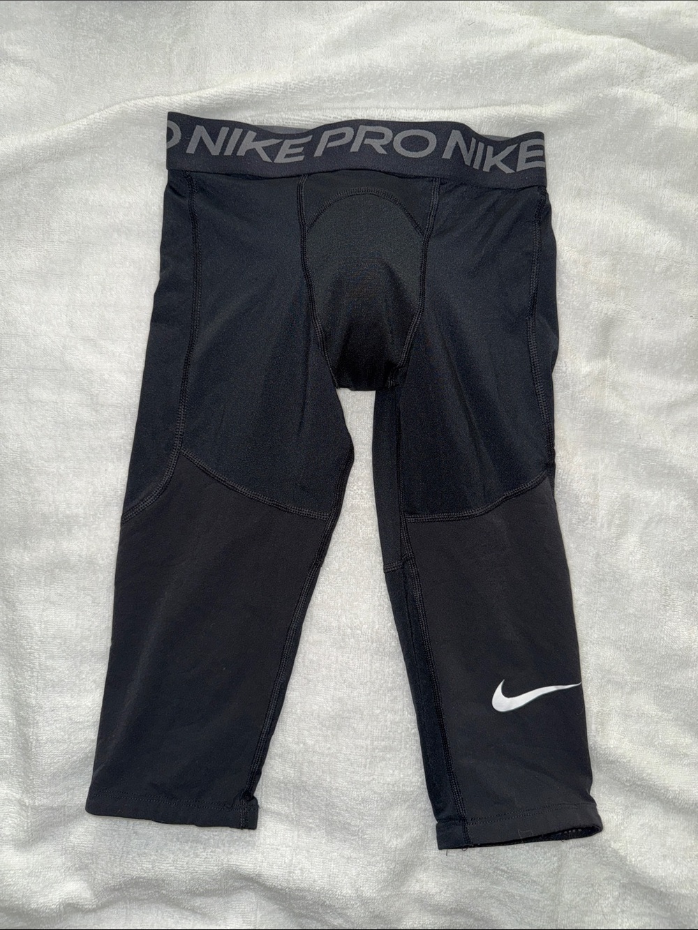 Nike Black Compression 3/4 Training Tights with White Swoosh